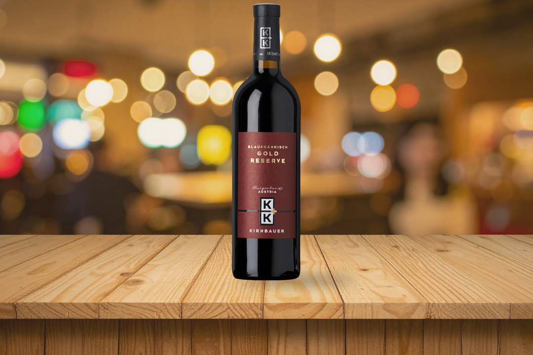 K+K Kirnbauer Blaufränkisch Gold Reserve 2022 red wine bottle from Burgenland, Austria