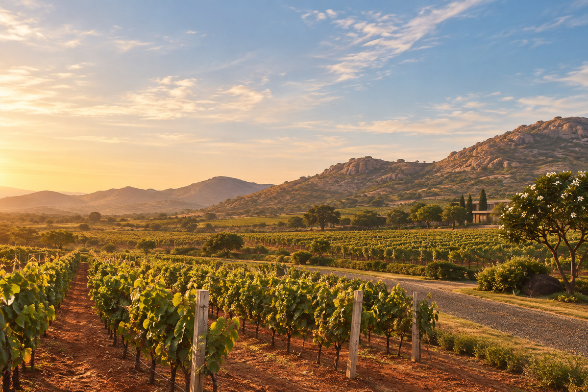 Grover Zampa vineyards in India representing Nandi Hills and Nashik wine country
