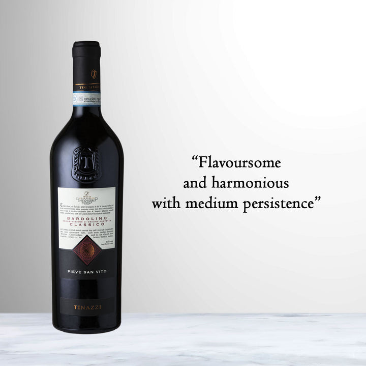 Bottle of Tenuta Valleselle Pieve San Vito Bardolino 2022 light Italian red wine from Veneto.