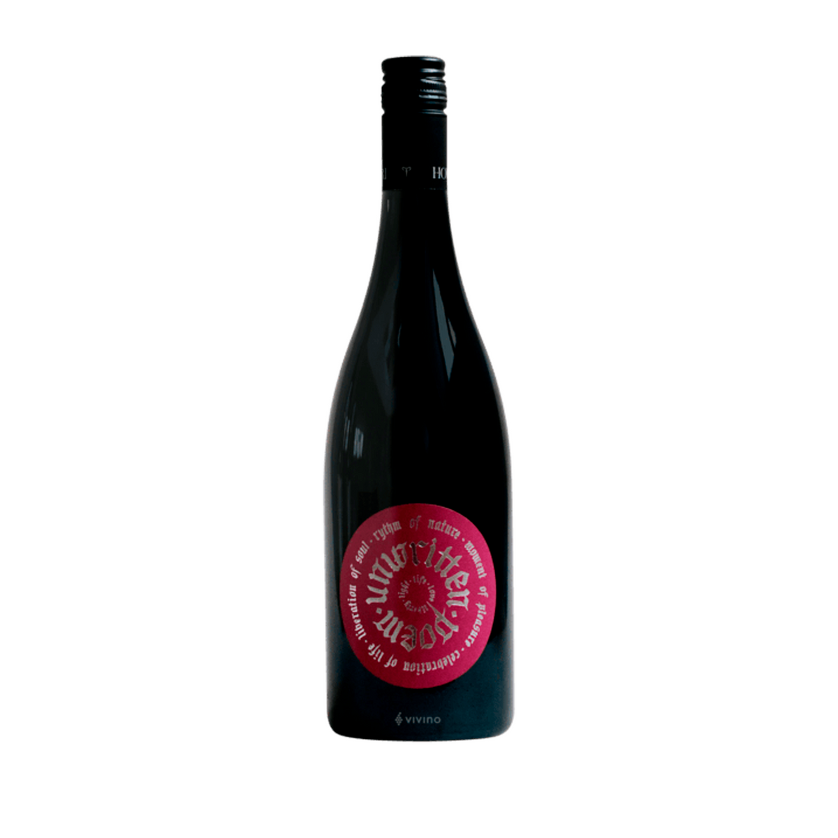 Bottle of Tiwari House Unwritten Poem Blaufränkisch 2019 from Lake Balaton, Hungary, showing a deep ruby-red wine. Premium Hungarian red wine available for delivery in Singapore.
