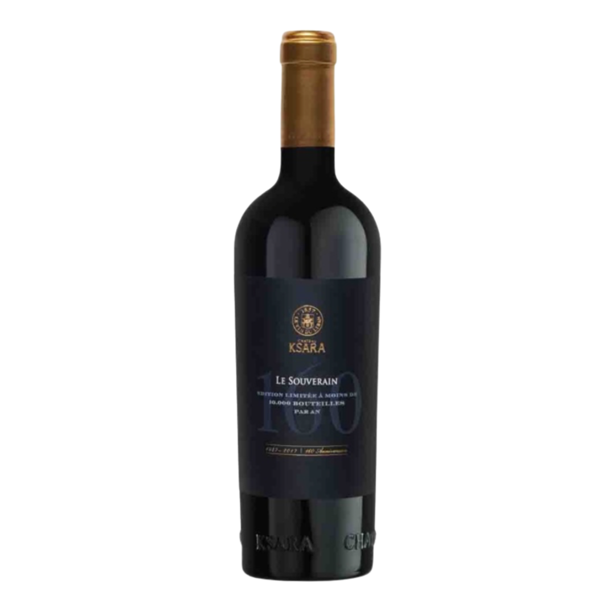 Bottle of Château Ksara Le Souverain 2015 premium red wine from Lebanon, made from Marselan and Arinarnoa and aged in French oak.