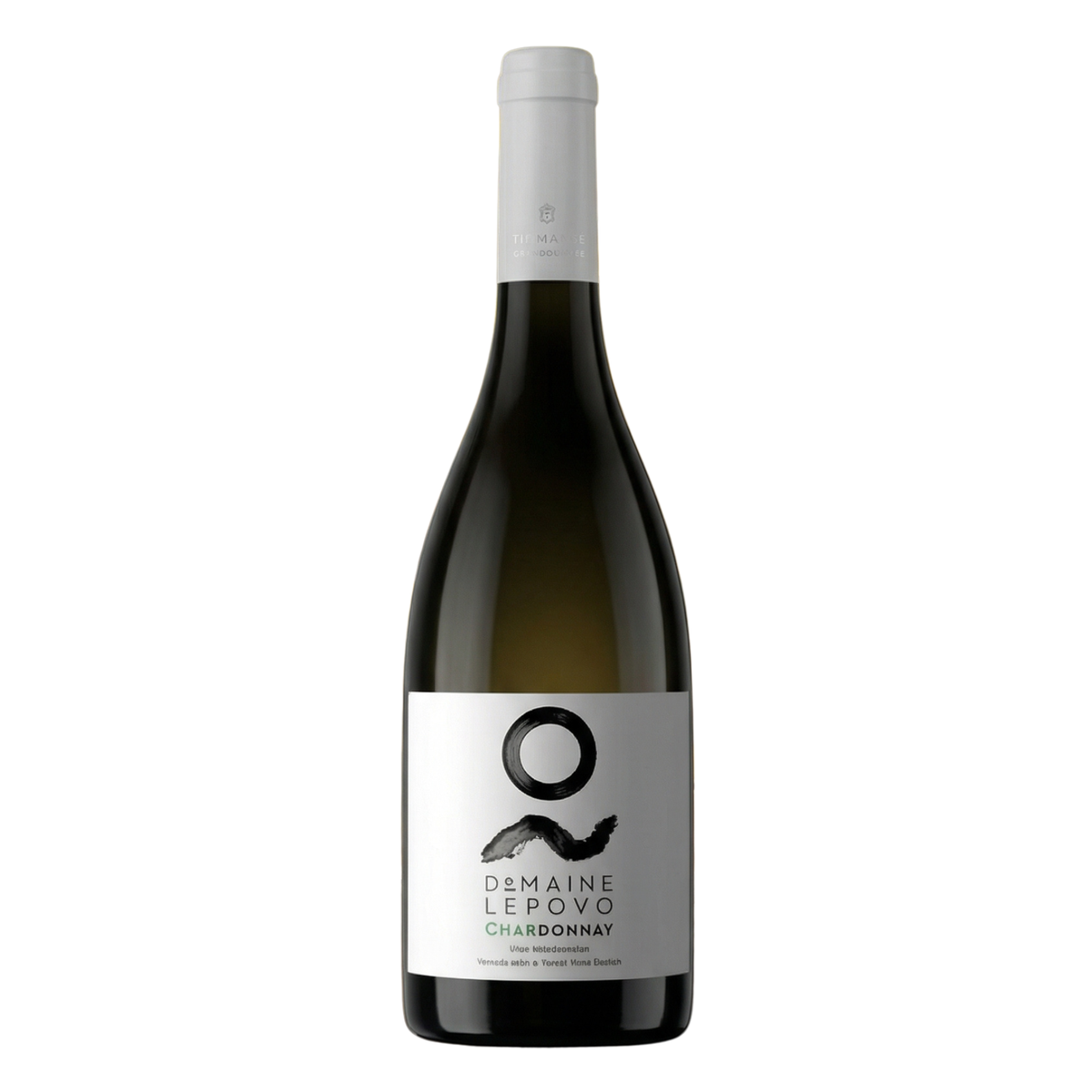 Bottle of Lepovo Chardonnay Terroir 2021, a premium white wine from the Tikveš wine region of North Macedonia