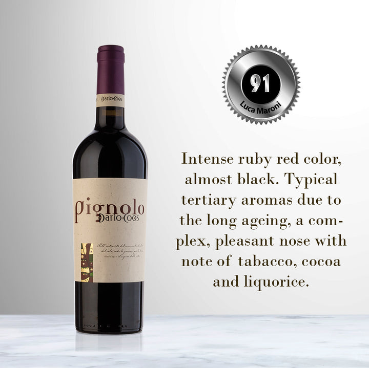 Bottle of Dario Coos Pignolo 2016 Red Wine | Friuli-Venezia Giulia, Italy.