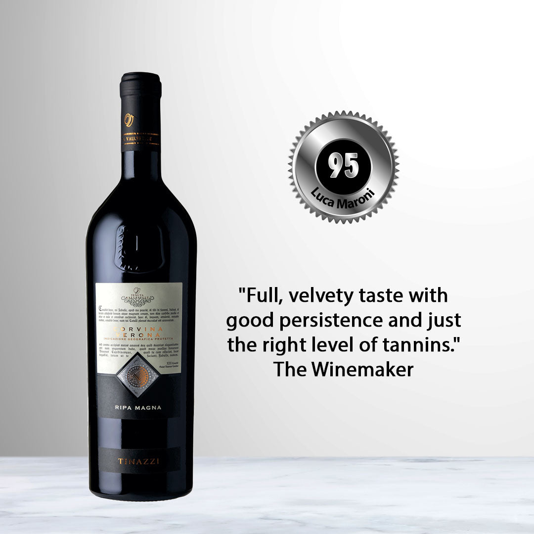 Bottle of Tenuta Valleselle Ripa Magna Corvina 2020 Italian red wine from Veneto made from 100% Corvina Veronese.