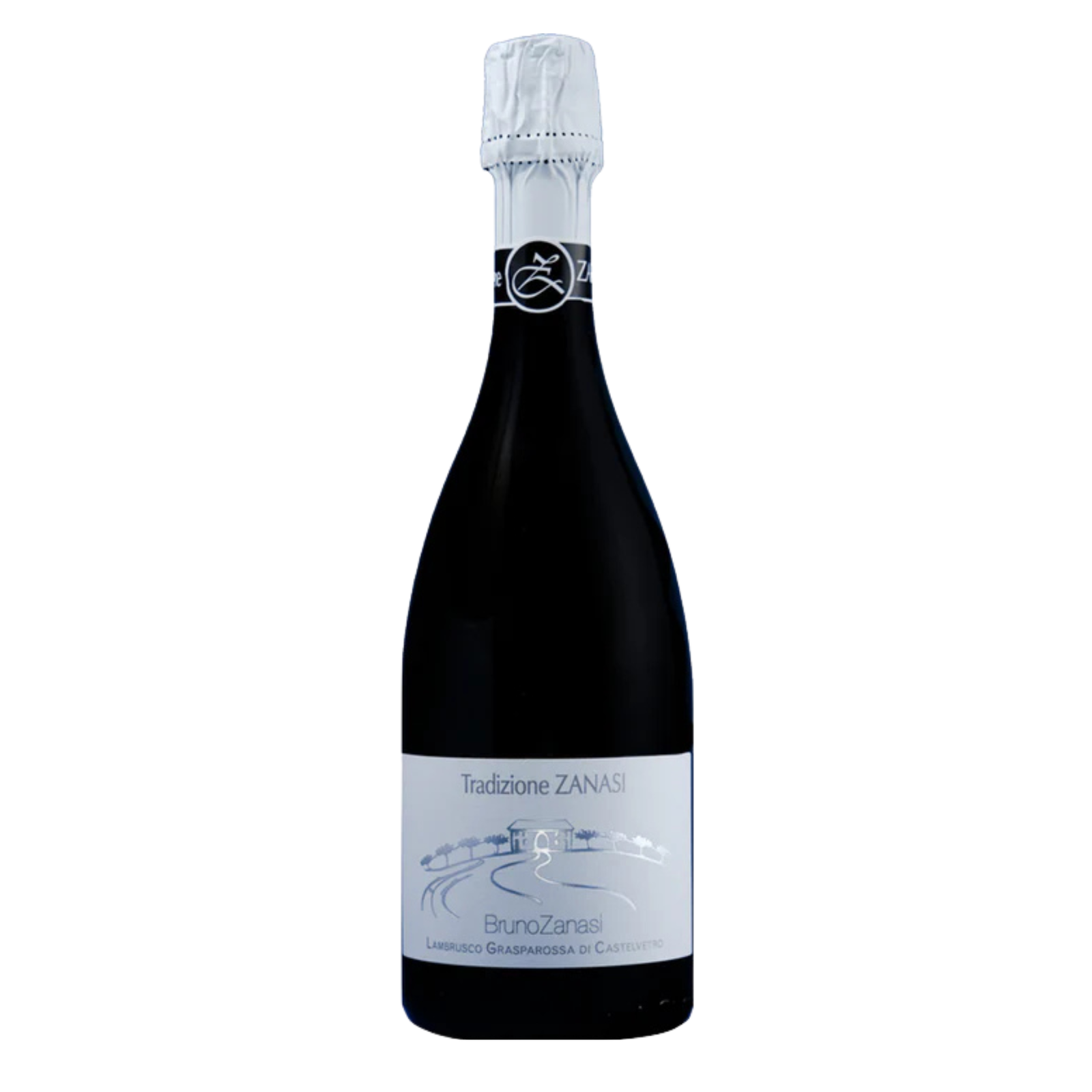 Bottle of Zanasi Lambrusco Grasparossa di Castelvetro DOP Secco NV Sparkling Red | Emilia-Romagna, Italy.